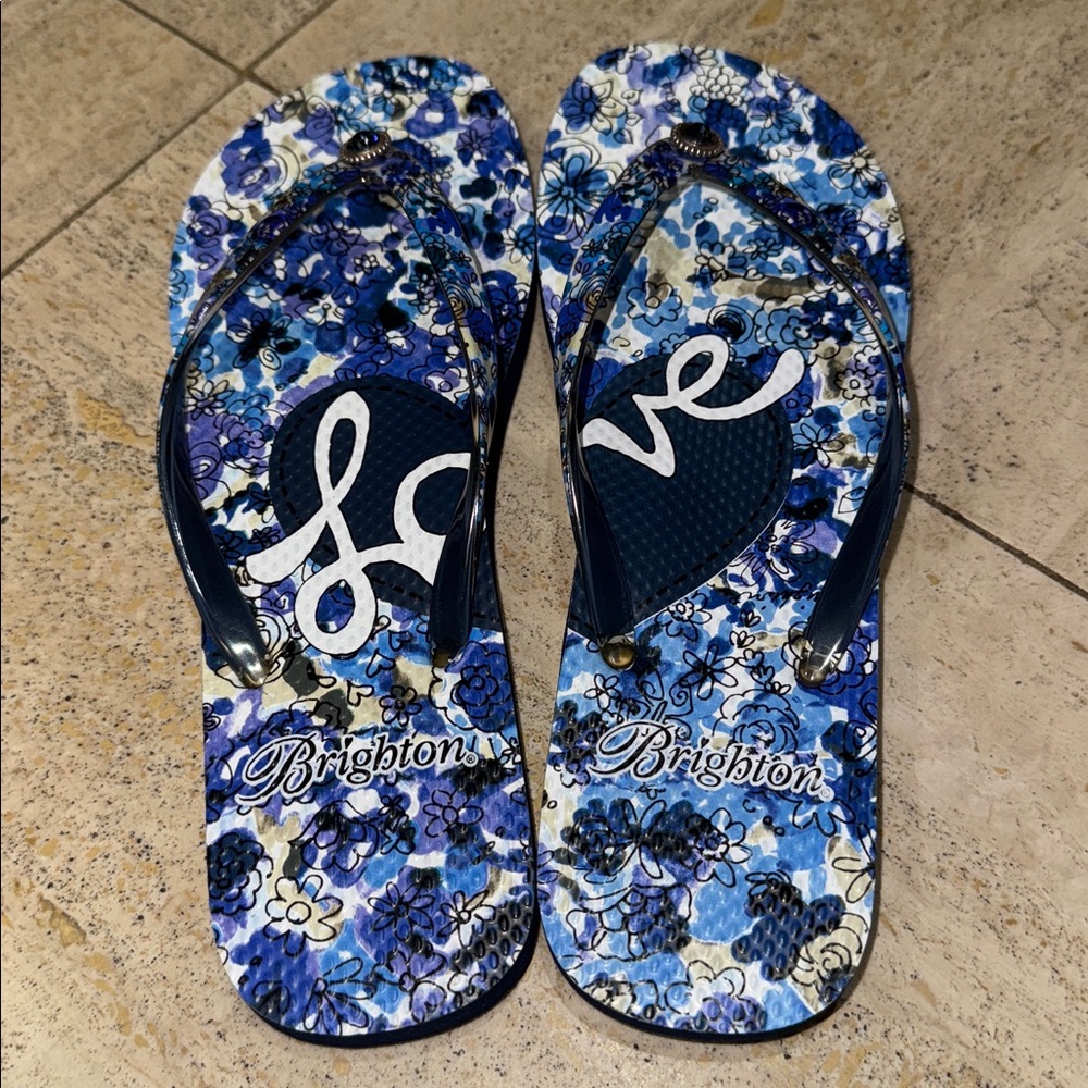 Blue Brighton Floral Flip Flops-NWOT’s